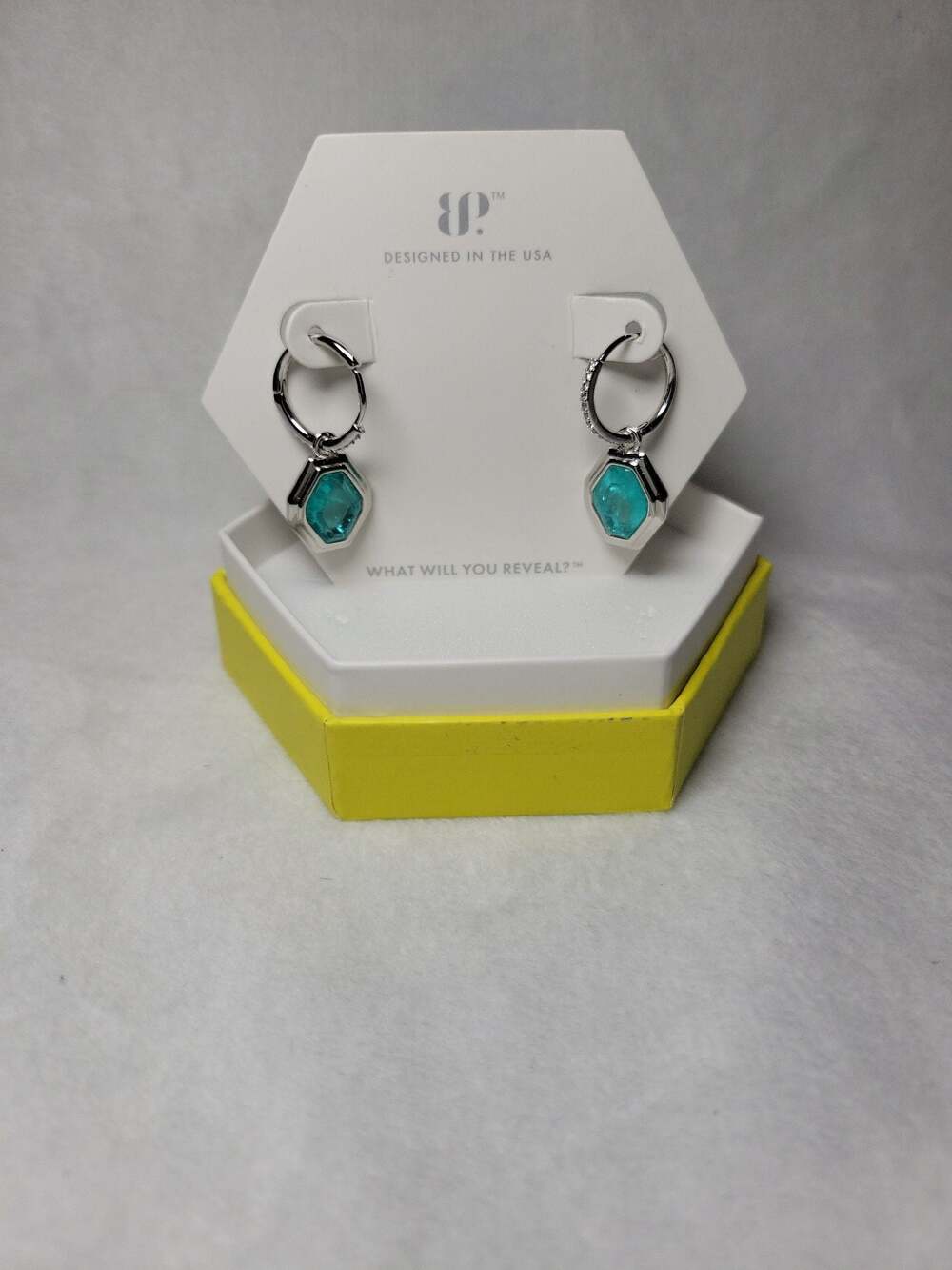 BP Listening In Starlight Hoops Created Aqua Chalcedony on Rhodium